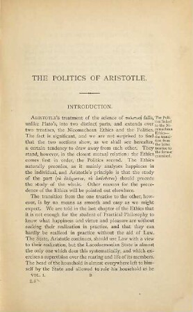 The politics of Aristotle. I