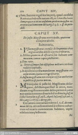 Caput XV. De iusssu Magistratus municipalis, quatenus excuset in delictis