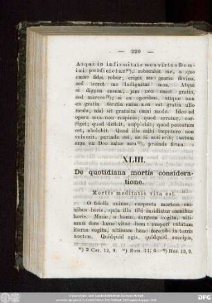 XLIII. De quotidiana mortis consideratione. Mortis meditatio vita est.