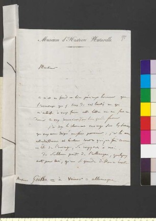 Brief von Geoffroy Saint-Hilaire, Etienne an Goethe, Johann Wolfgang von