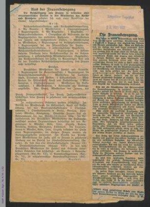 Sammlung: Frauenfrage. Allgemeines. 1926-1932