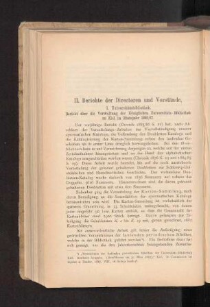 II. Berichte der Directoren und Vorstände.