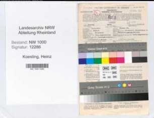 Entnazifizierung Heinz Koesling, geb. 15.12.1913 (Vers.Angest.)