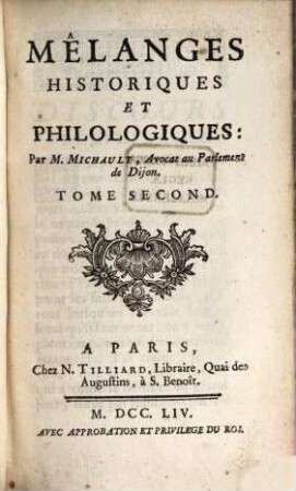 Mêlanges Historiques Et Philologiques. 2