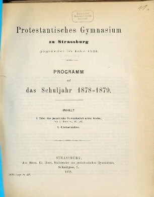 Programm : auf d. Schuljahr .... 1878/79