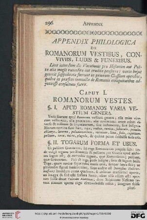 Appendix philologica de Romanorum vestibus