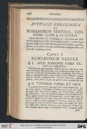 Appendix philologica de Romanorum vestibus