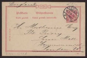 Schreiben an Hermann Muthesius (Postkarte)