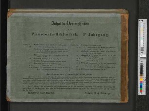 Inhalts-Verzeichnis der Pianoforte-Bibliothek 1r Jahrgang