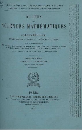 Tome III. Juillet 1879.