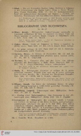 Bibliographie und Buchwesen (Nr. 10-44)