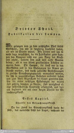 Dritter Theil. Fabrikation der Lampen
