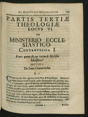 Locus VI. De Ministerio Ecclesiastico