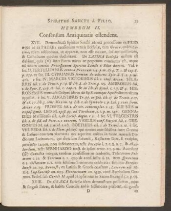 Membrum II. Consensum Antiquitatis ostendens.