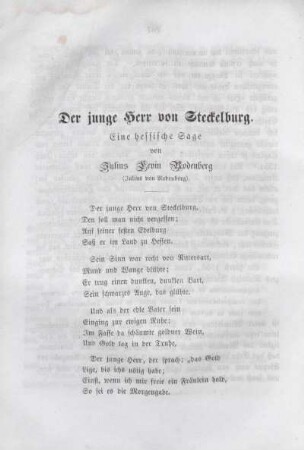 Der junge Herr von Steckelburg. Eine hessische Sage