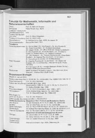 Fakultät für Mathematik, Informatik und Naturwissenschaften