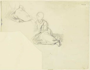Figurengruppe vor einer Landschaft (Fragment)