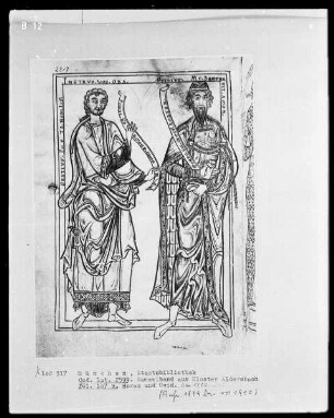 Sammelband mit Petrus Comestor, Sermones und der Musica des Johannes — Bildseite mit Horaz und Ovid, Folio 107verso