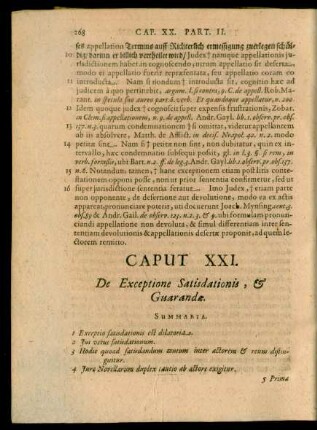 Caput XXI. De Exceptione Satisdationis, et Guarendae.