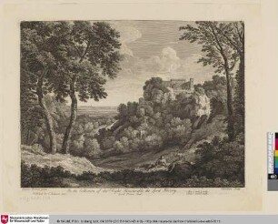 [Berglandschaft mit einer Festung und Fluss]