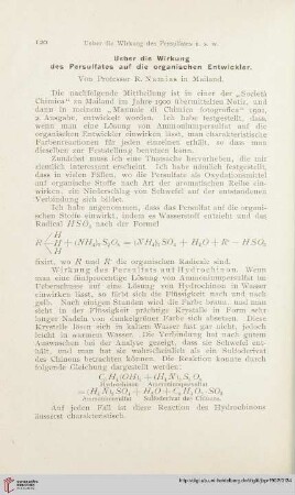16: Ueber die Wirkung des Persulfates auf die organischen Entwickler