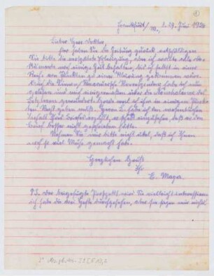 Brief von Eugen Mayer an Franz Rosenzweig