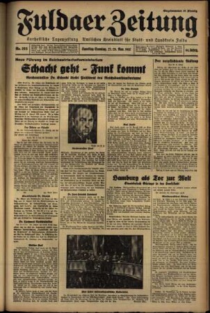 Erste Ausgabe vom Samstag, den 27. November 1937.