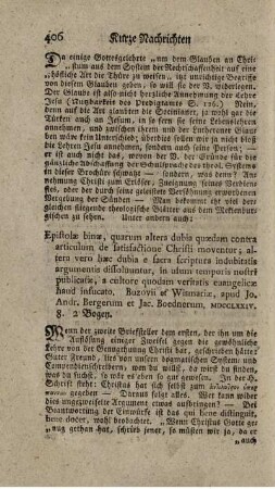 Epistolae binae, quarum altera dubia quaedam contra articulum de satisfactione Christi moventur; altera vero haec dubia e sacra scriptura in dubitatis argumentis dissolvuntur, in usum temporis nostri publicatae.