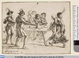 Zechende und tanzende Bauern und Soldaten