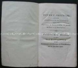 Napoleon I.: "Décret impérial ..." (Dekret zur Aufhebung des Feudalwesens)