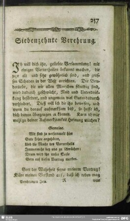 Siebenzehnte Verehrung