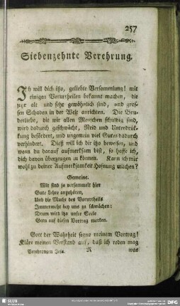 Siebenzehnte Verehrung