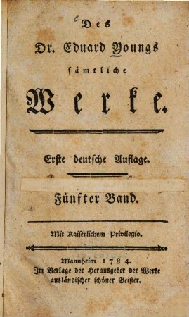 Des Dr. Edouard Youngs Werke, 5