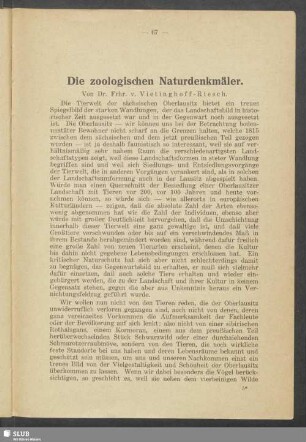 Die zoologischen Naturdenkmäler