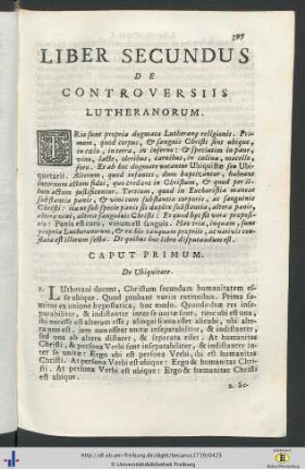 Liber Secundus De Controversiis Lutheranorum.