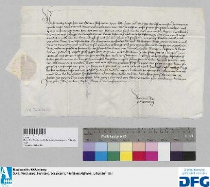 Der Rat der Stadt Nürnberg benachrichtigt den Edlen Herrn Steffan von Hohernberg, dass er in Sachen des vom Bischof Johann von Würzburg neu aufgerichteten Weinzolles in Franken den Meister Johannsen Marquardi an den kgl. Hof schicke und bittet um seine Unterstützung.