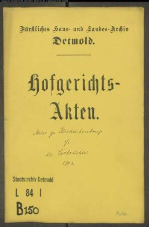 Bentrup, Meier zu Heiden gegen Eingesessene zu Loßbruch