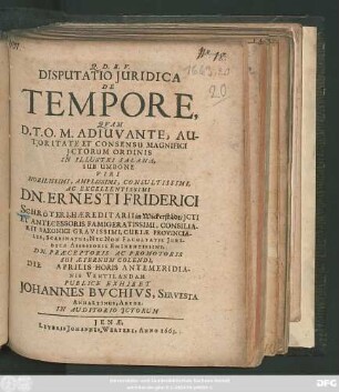 Disputatio Iuridica De Tempore