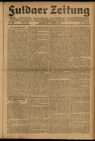 Erste Ausgabe vom Samstag, den 04. Oktober 1913.