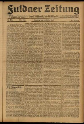 Erste Ausgabe vom Samstag, den 04. Oktober 1913.