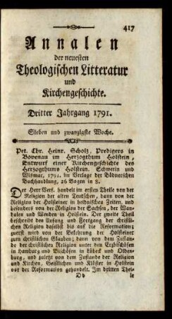 Sieben und zwanzigste Woche