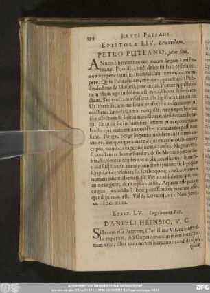 Epistola LIV. Bruxellam. Petro Puteano, iam Suo.