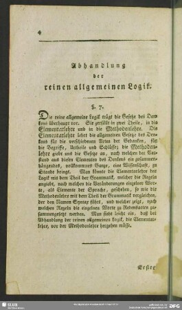 Abhandlung der reinen allgemeinen Logik
