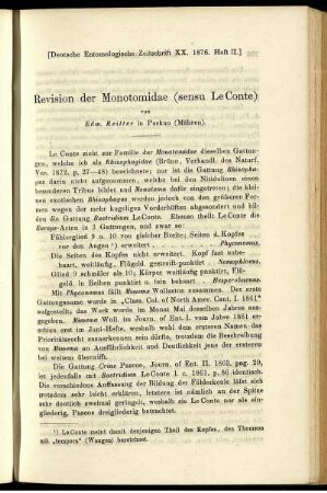 Revision der Monotomidae (sensu LeConte)
