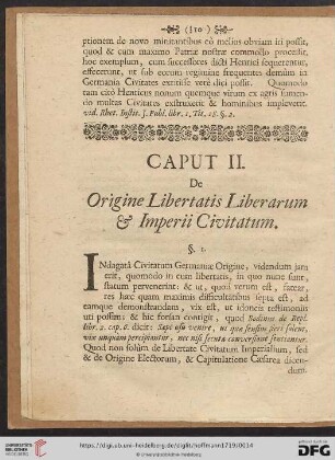 Caput II: De Origine Libertatis Liberarum & Imperii Civitatum
