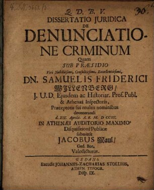 Diss. ... de denunciatione criminum