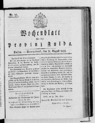 Nr. 35, Ausgabe vom 31. August 1822