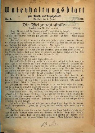 Anzeigeblatt für das westliche Allgäu. Illustriertes Unterhaltungsblatt zum Anzeigeblatt für das westliche Allgäu und seinen Nebenausgaben. 1897