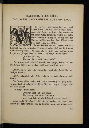 Tischlein deck dich, Goldesel und Knüppel aus dem Sack