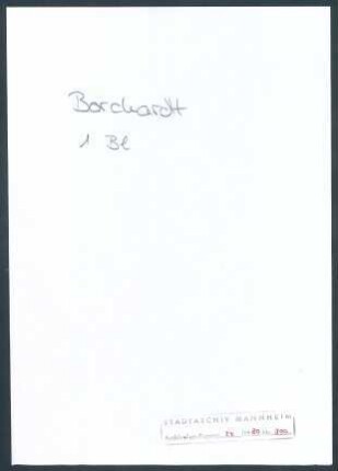 Borchardt, Rudolf, Berlin; Wichert an Rudolf Borchardt